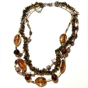 3- Strand Beaded Necklace with beautiful brown tones!